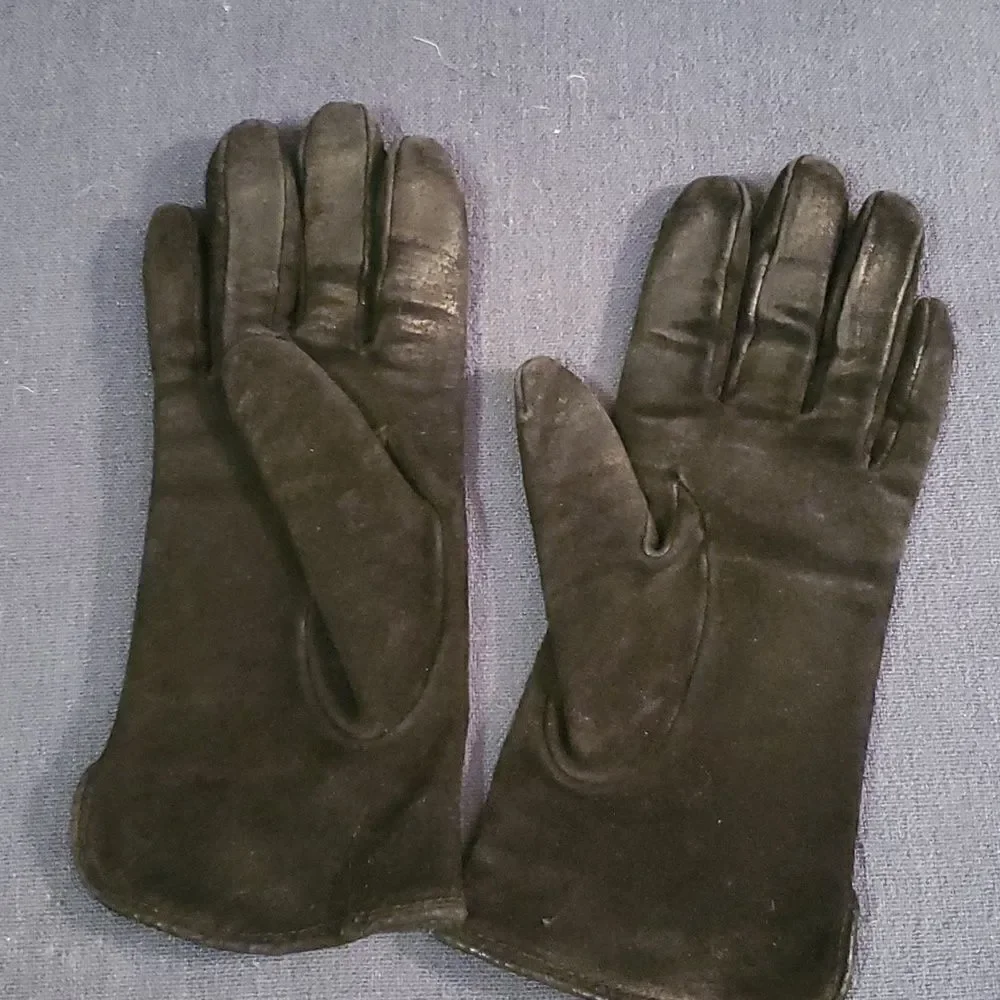 ISOTONER small suede Leather Brown Suede Knit lined Pair‎ gloves Vintage